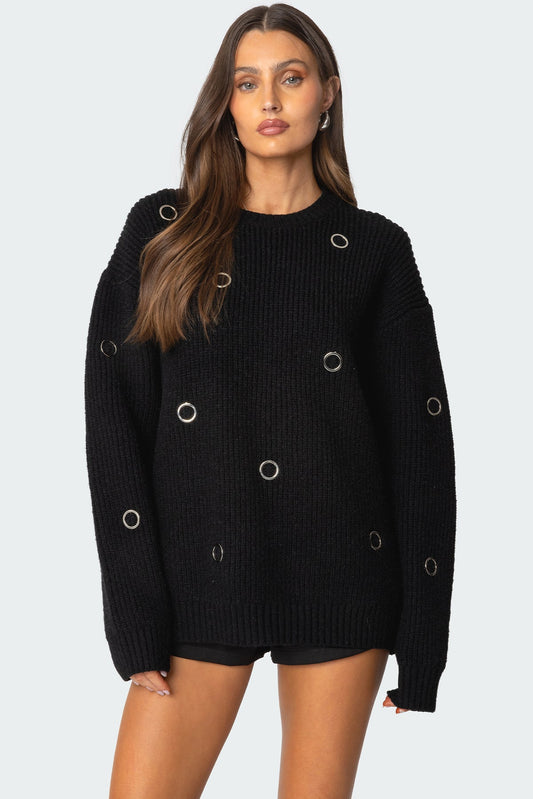 Ellia Grommet Oversized Sweater