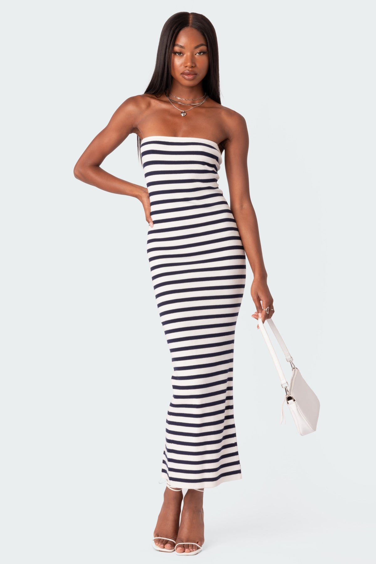 Knit Back Slitted Maxi Dress